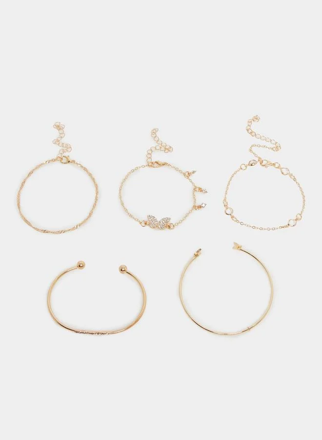 ستايلي مجموعة من 5 أساور ذهبية